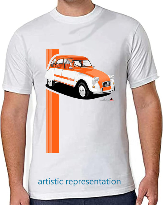 Citroen 2CV Spot Orange Roof Art T Shirt