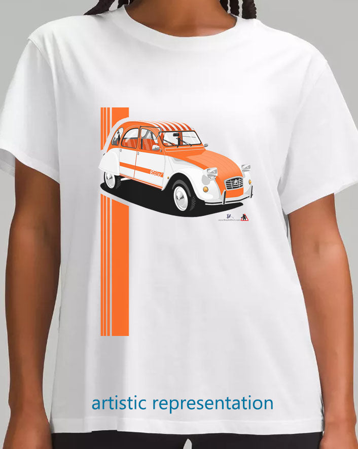 Citroen 2CV Spot Striped Roof Art T Shirt