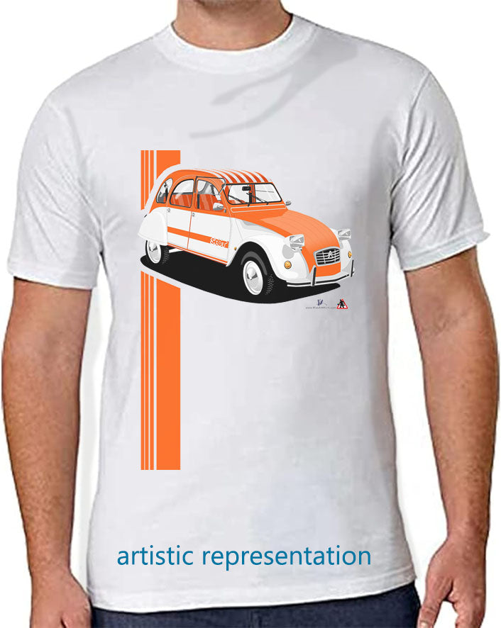 Citroen 2CV Spot Striped Roof Art T Shirt