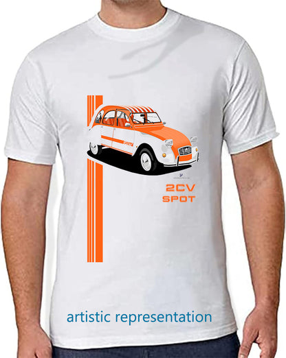 Citroen 2CV Spot Striped Roof Art T Shirt