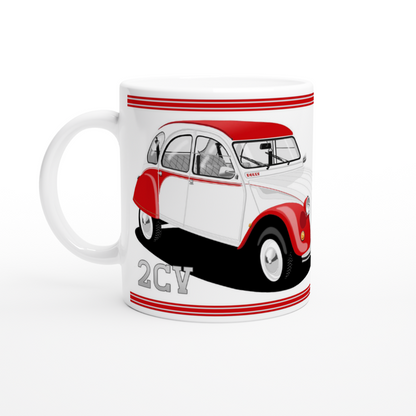 Citroen 2CV in Dolly in Red & White Art Mug