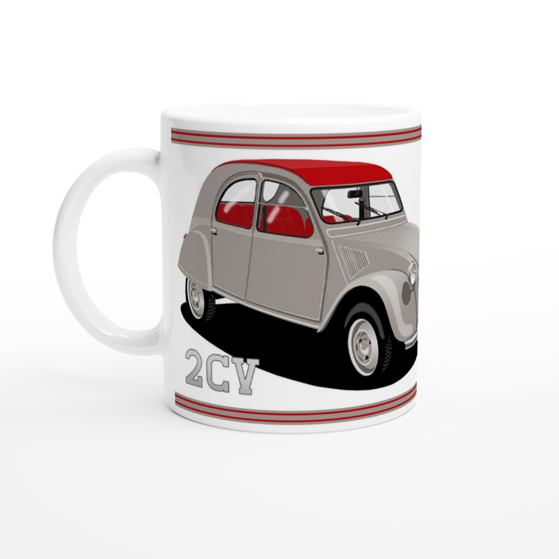 Citroen 2CV Gray Art Mug