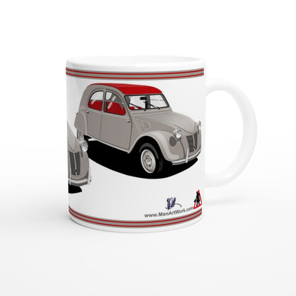 Citroen 2CV Gray Art Mug