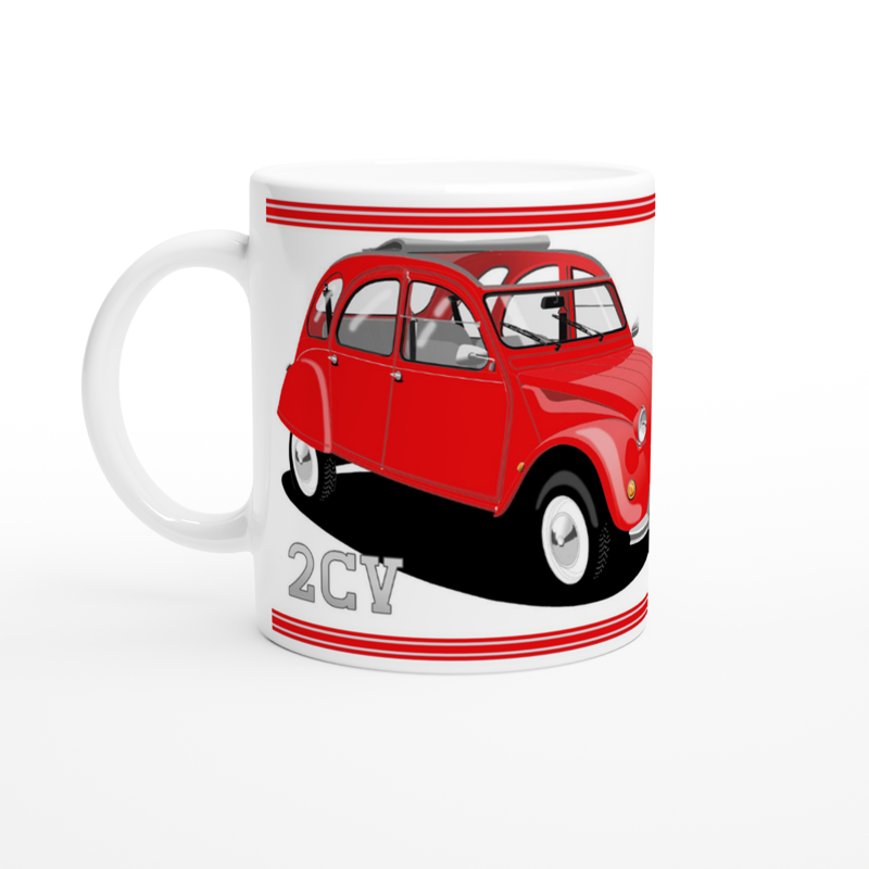 Citroen 2CV Red Art Mug