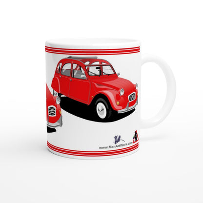 Citroen 2CV Red Art Mug