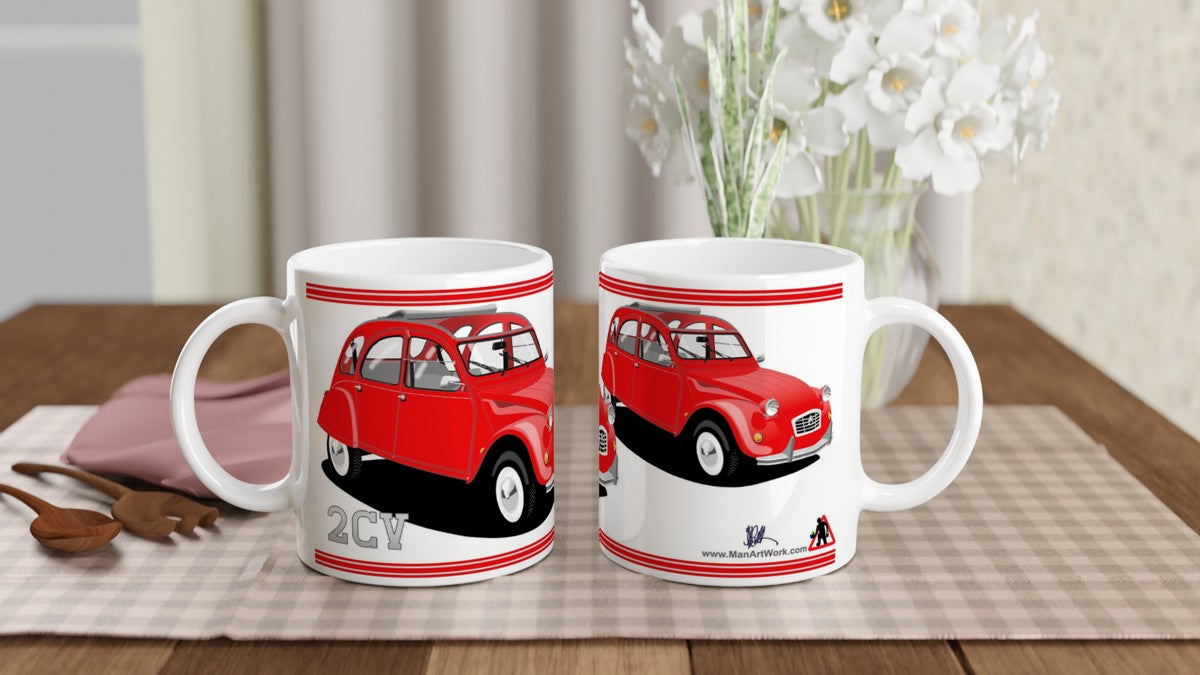 Citroen 2CV Red Art Mug