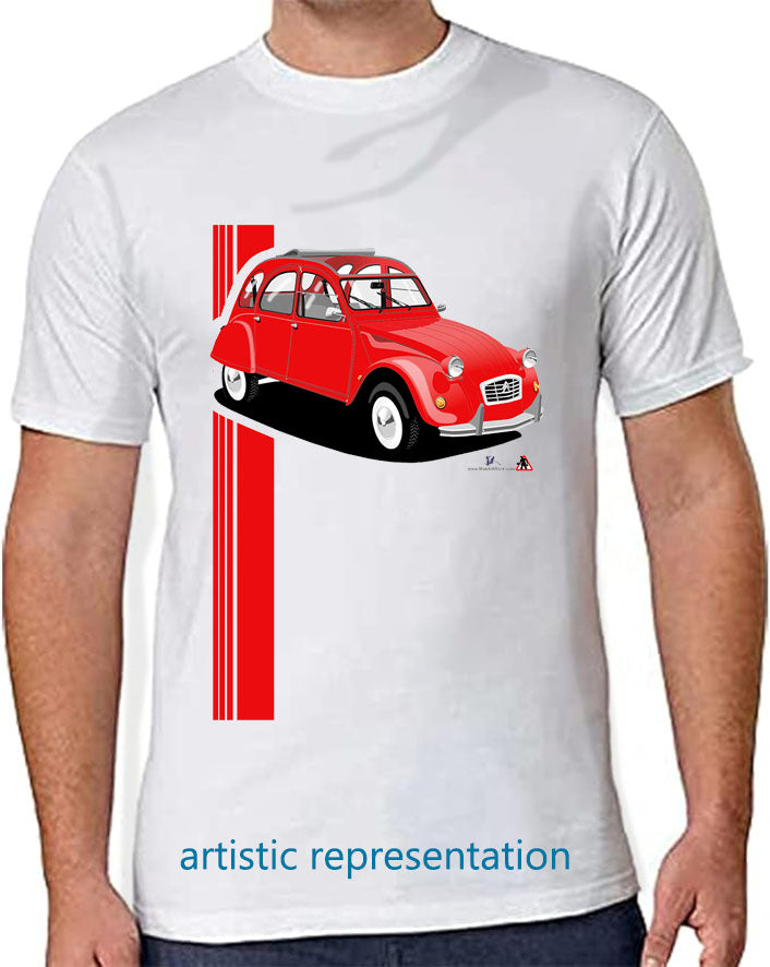 Citroen 2CV in Red Art T Shirt