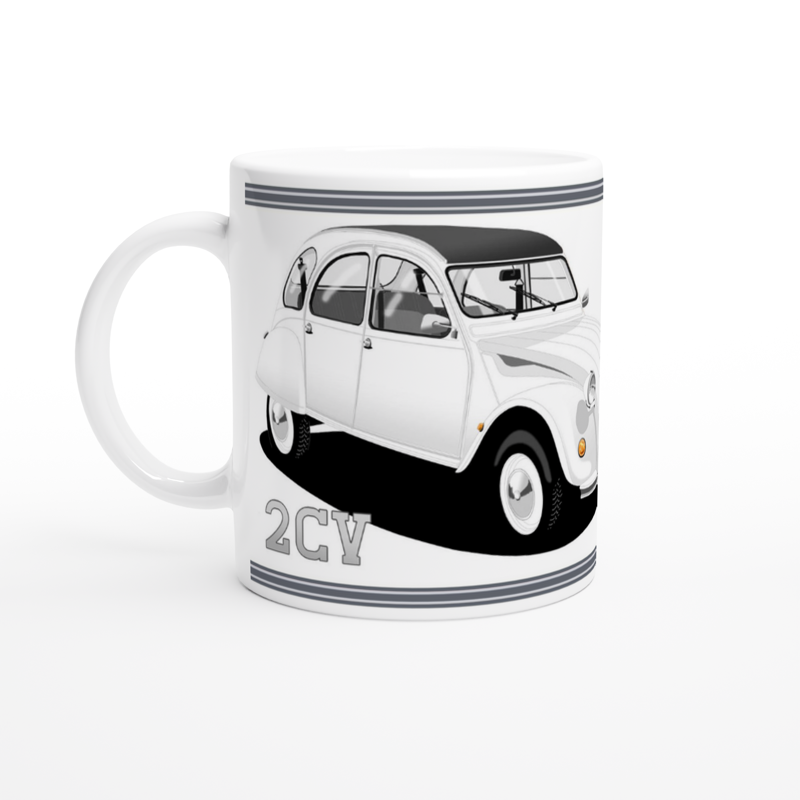 Citroen 2CV White Art Mug