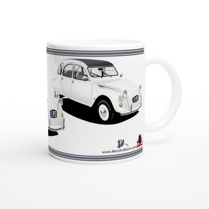 Citroen 2CV White Art Mug