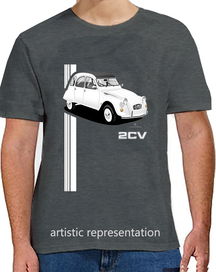 Citroen 2CV in White Art T Shirt