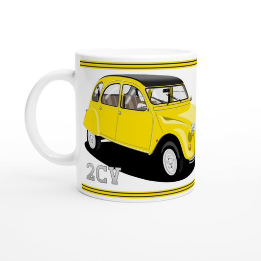 Citroen 2CV Yellow Art Mug