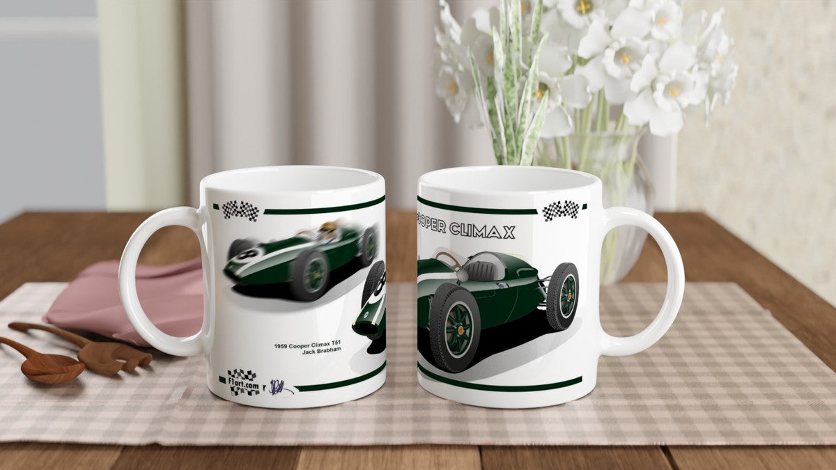 Cooper Climax T51 F1 Motor Racing Art Mug