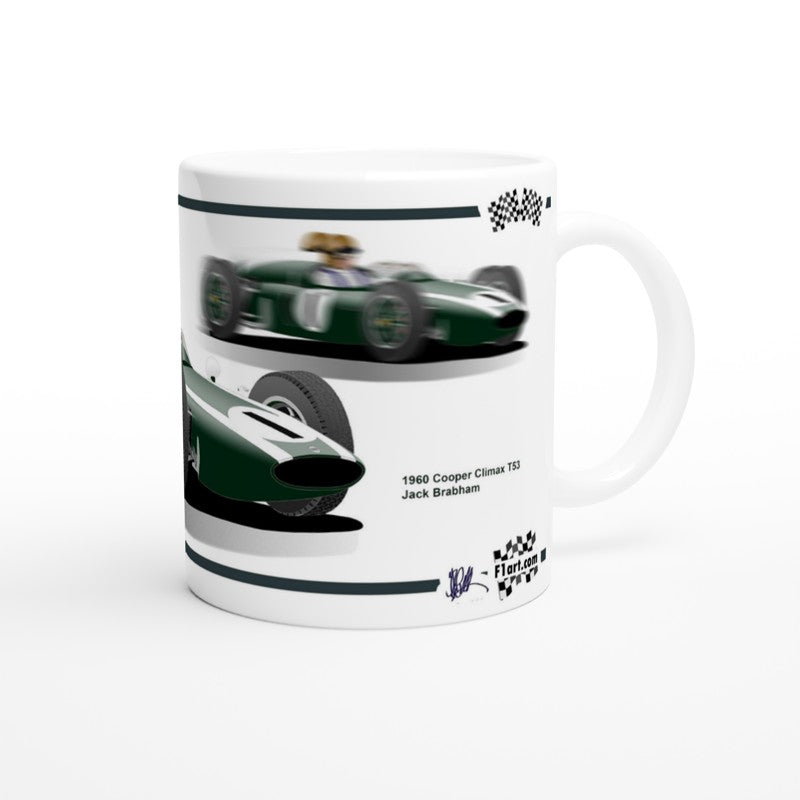 Cooper Climax T53 F1 Motor Racing Art Mug