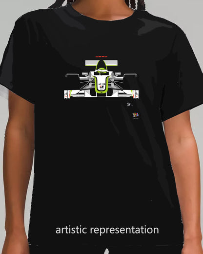 F1 Motor Racing Jensen Button Brawn GP001 Art T Shirt