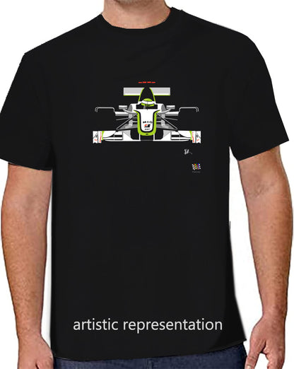 F1 Motor Racing Jensen Button Brawn GP001 Art T Shirt