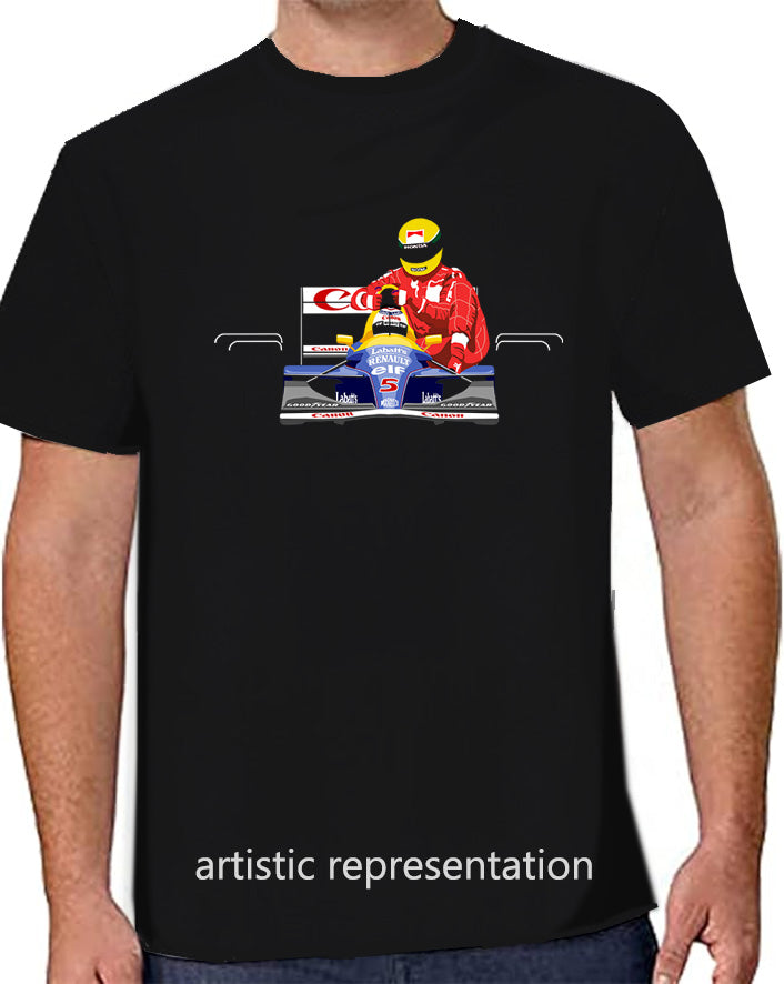 F1 Motor Racing Williams FW14 Nigel Mansell & Ayrton Senna Art T Shirt