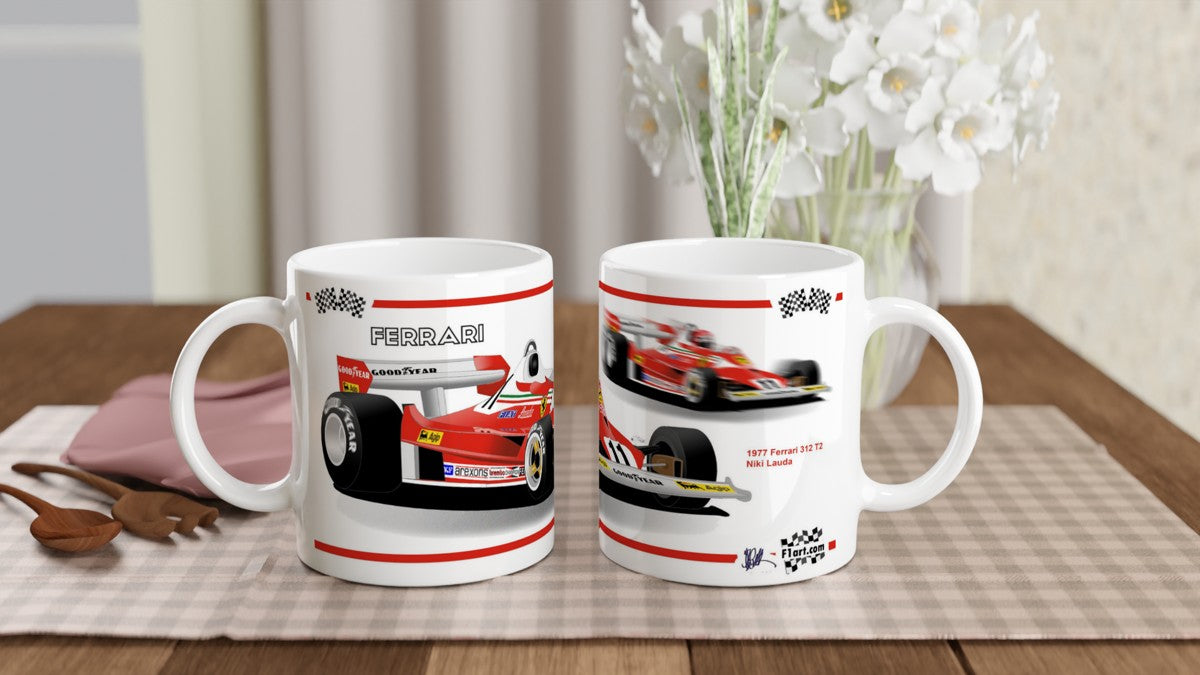 Ferrari 312 T2 F1 Motor Racing Art Mug