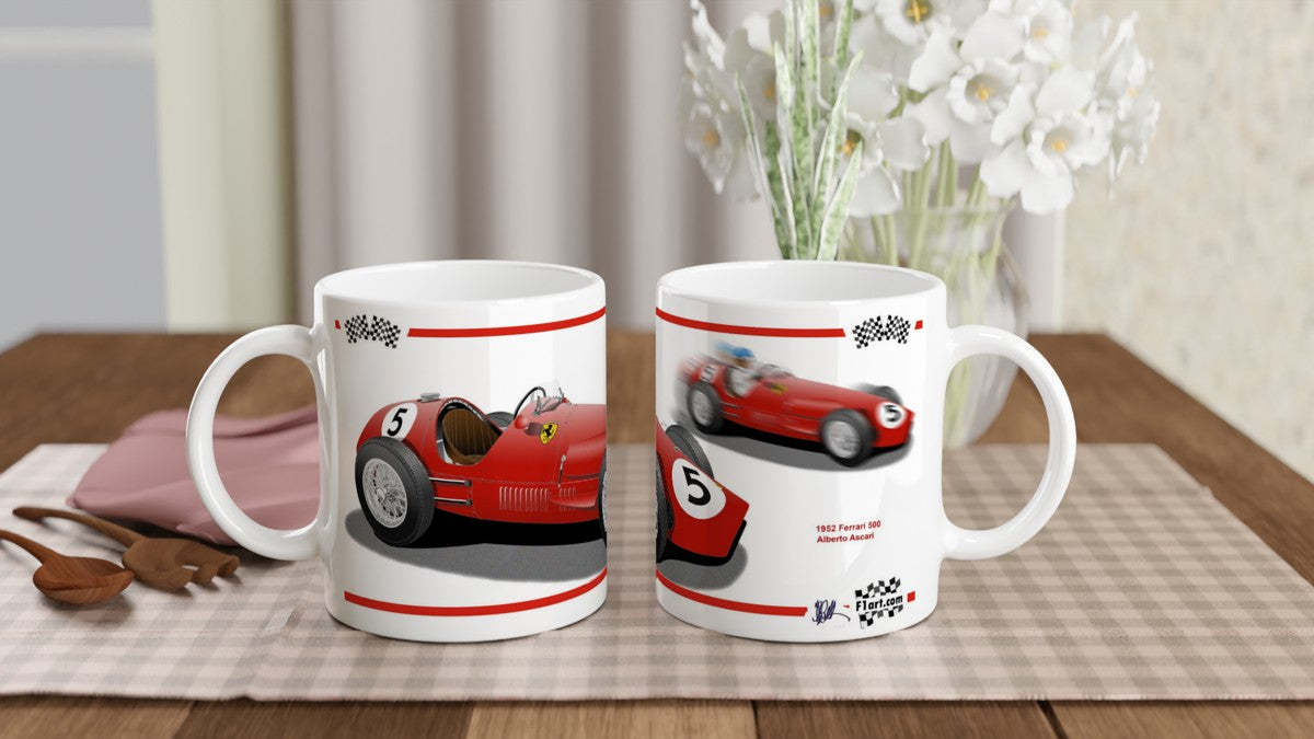 Ferrari 500 1952 F1 Motor Racing Art Mug