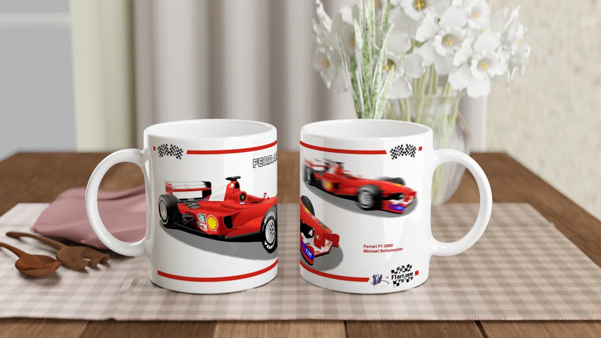 Ferrari F1 2000 F1 Motor Racing Art Mug