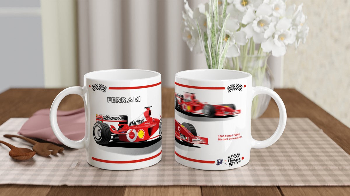 Ferrari F2003 F1 Motor Racing Art Mug