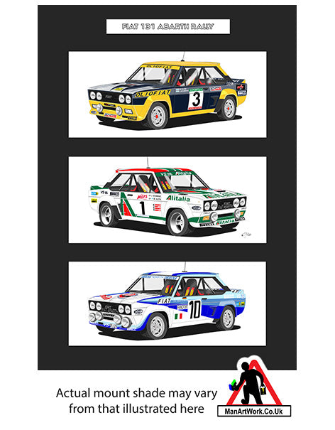 Fiat 131 Abarth Rally A4 Art Print : Olio Fiat, Alitalia, Works