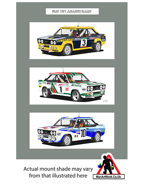 Fiat 131 Abarth Rally A4 Art Print : Olio Fiat, Alitalia, Works