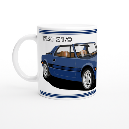 Fiat X1/9 in Blue Art Car Mug