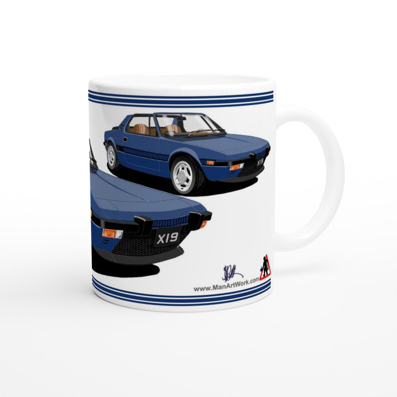 Fiat X1/9 in Blue Art Car Mug