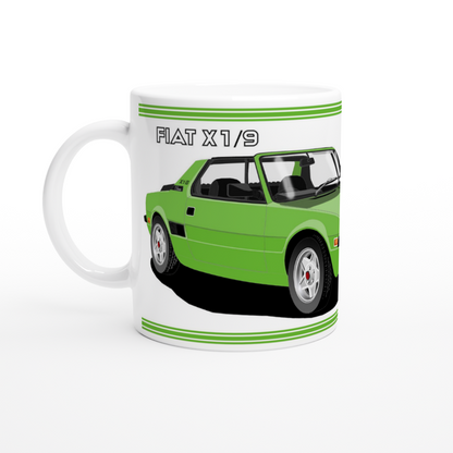 Fiat X1/9 in Bright Green Art Car Mug