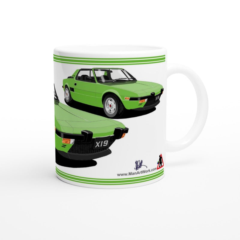 Fiat X1/9 in Bright Green Art Car Mug