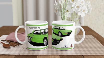 Fiat X1/9 in Bright Green Art Car Mug