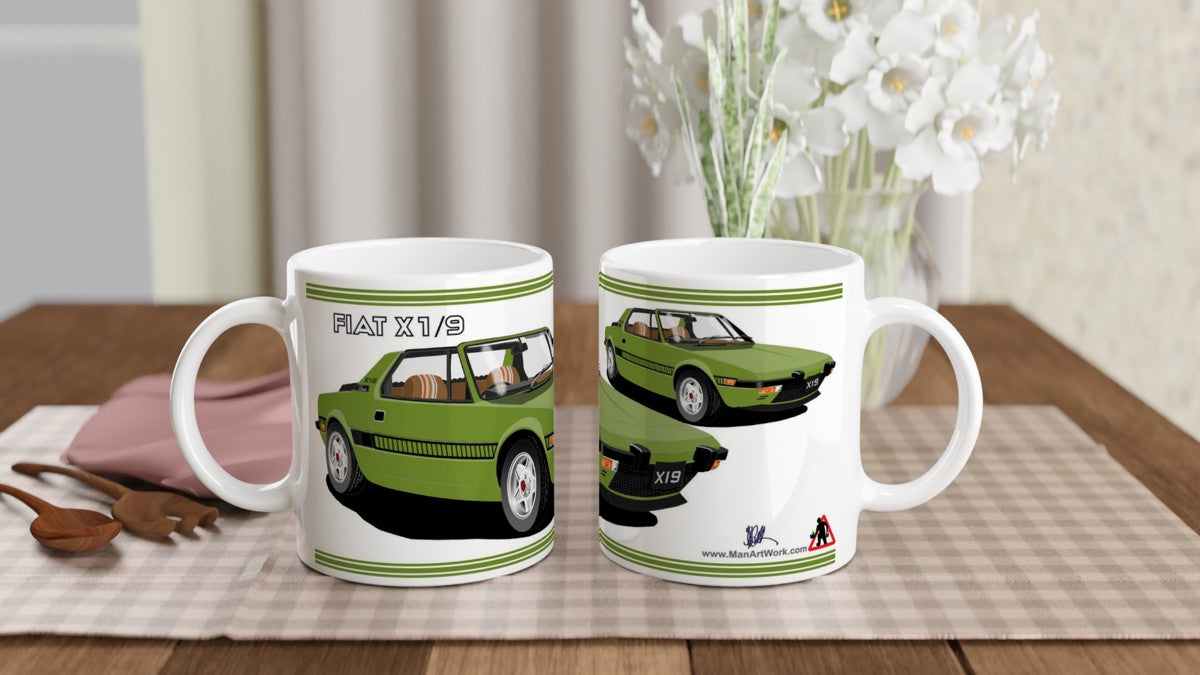 Fiat X1/9 in Green Art Car Mug