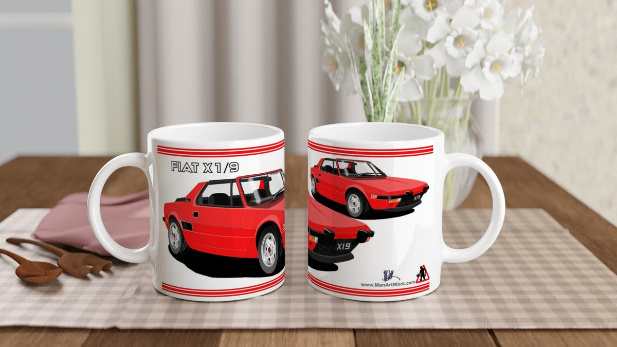 Fiat X1/9 in Red Art Car Mug