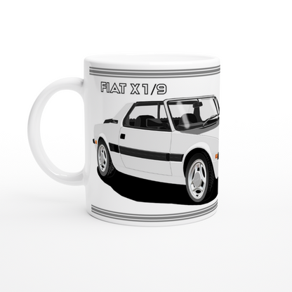 Fiat X1/9 in Silver Art Car Mug