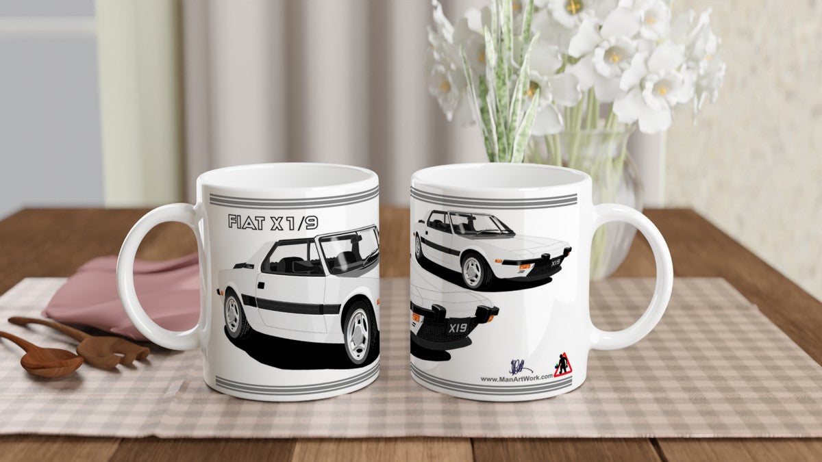 Fiat X1/9 in Silver Art Car Mug