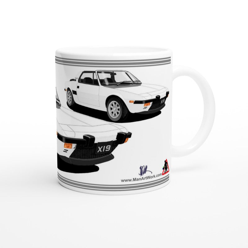 Fiat X1/9 in White Art Car Mug