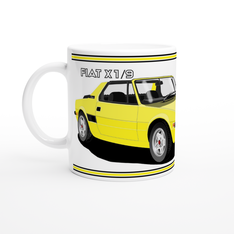 Fiat X1/9 in Yellow Art Car Mug