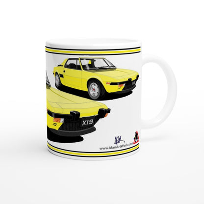 Fiat X1/9 in Yellow Art Car Mug