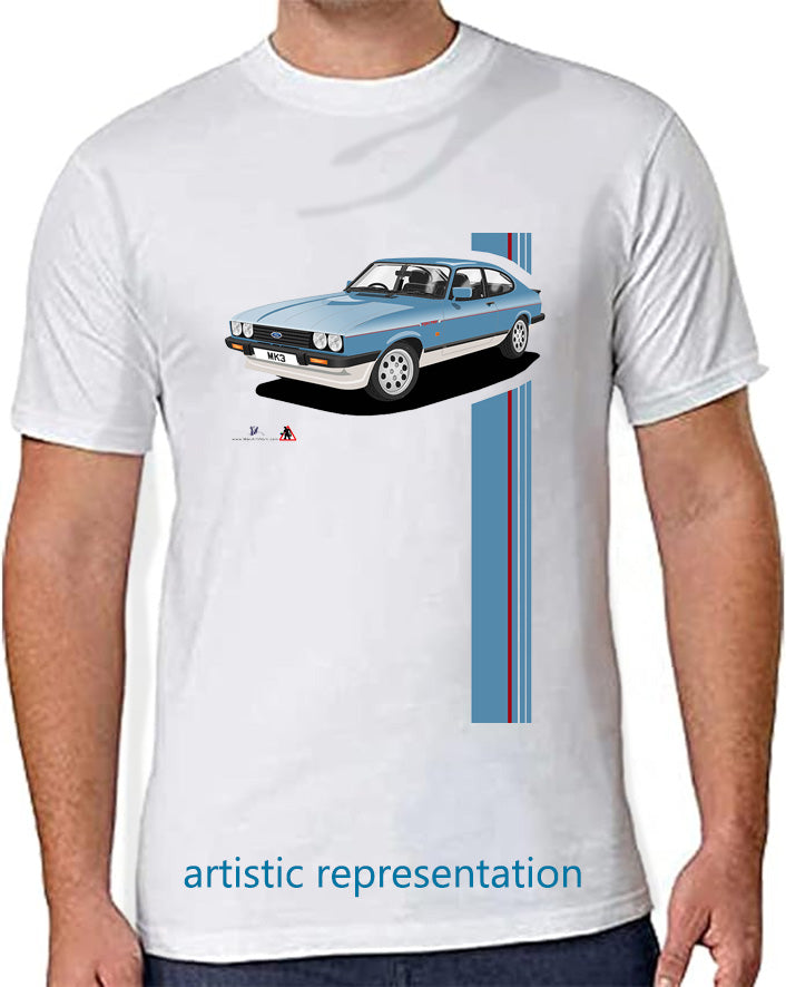 Ford Capri 2.8 Injection Blue Gray T Shirt