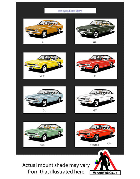 Ford Capri Mk1 A4 Art Print