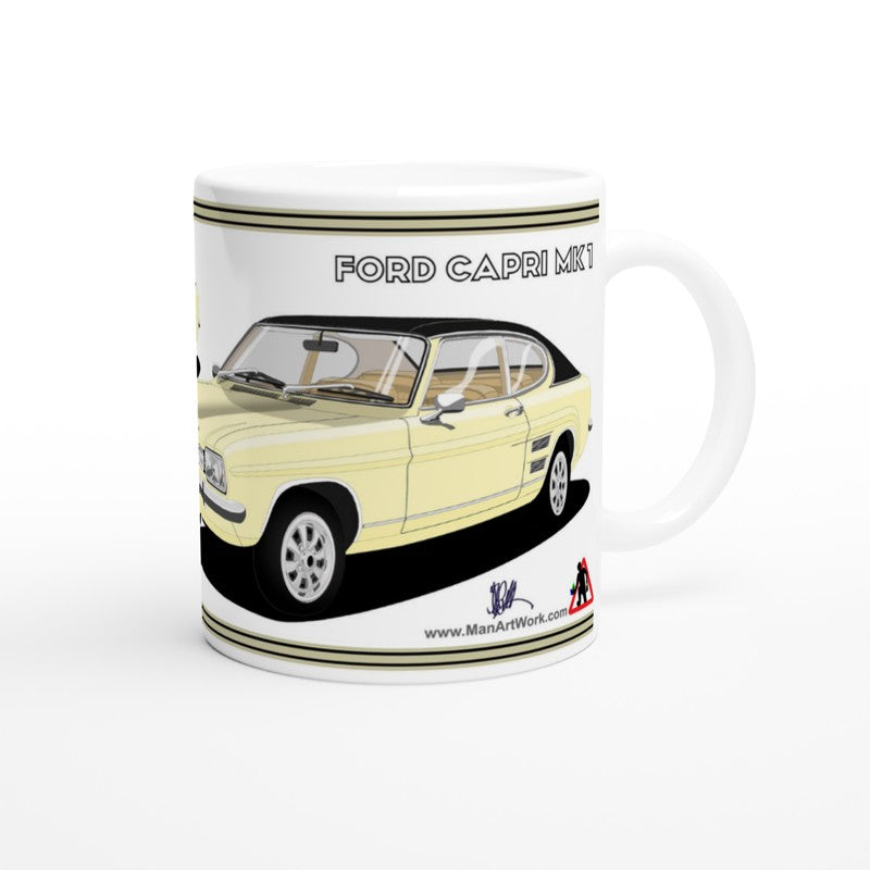 Ford Capri Mk1 E in Cream Art Mug