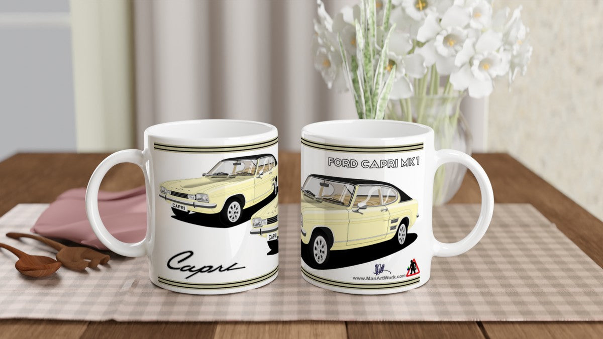 Ford Capri Mk1 E in Cream Art Mug