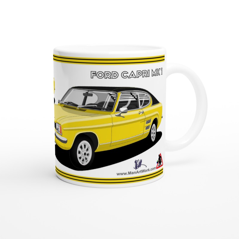 Ford Capri Mk1 GT XLR in Yellow Art Mug