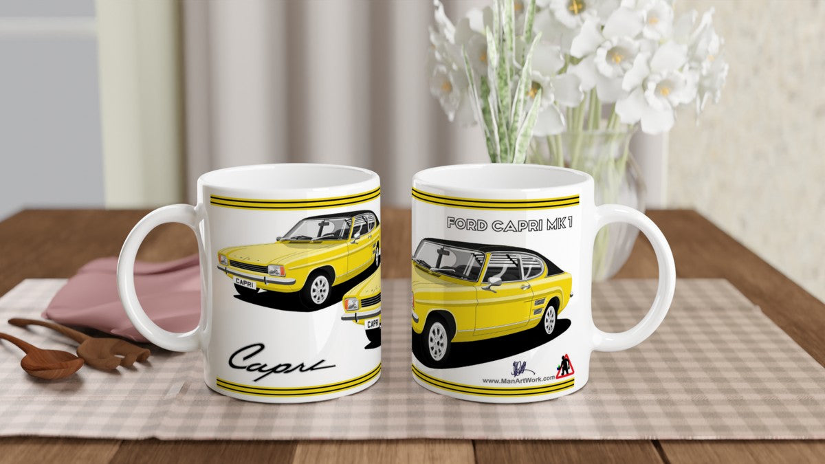 Ford Capri Mk1 GT XLR in Yellow Art Mug