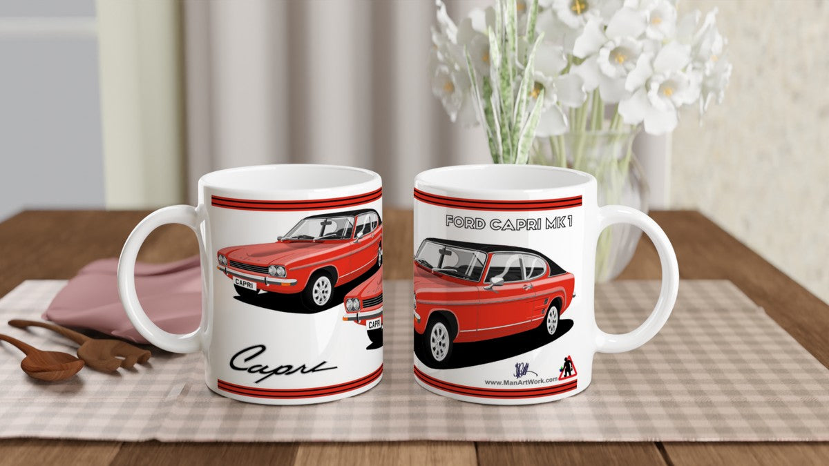 Ford Capri Mk1 GXL in Red Art Mug