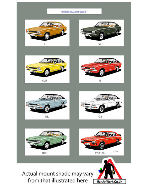 Ford Capri Mk1 A4 Art Print