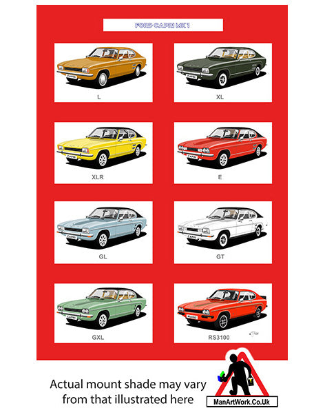 Ford Capri Mk1 A4 Art Print