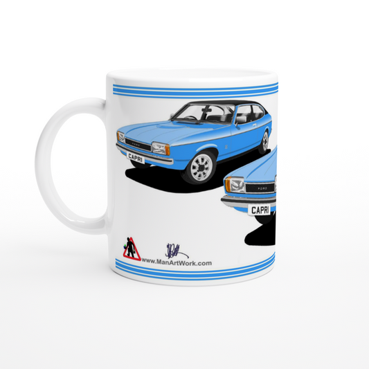 Ford Capri Mk2 GL in Blue Art Mug