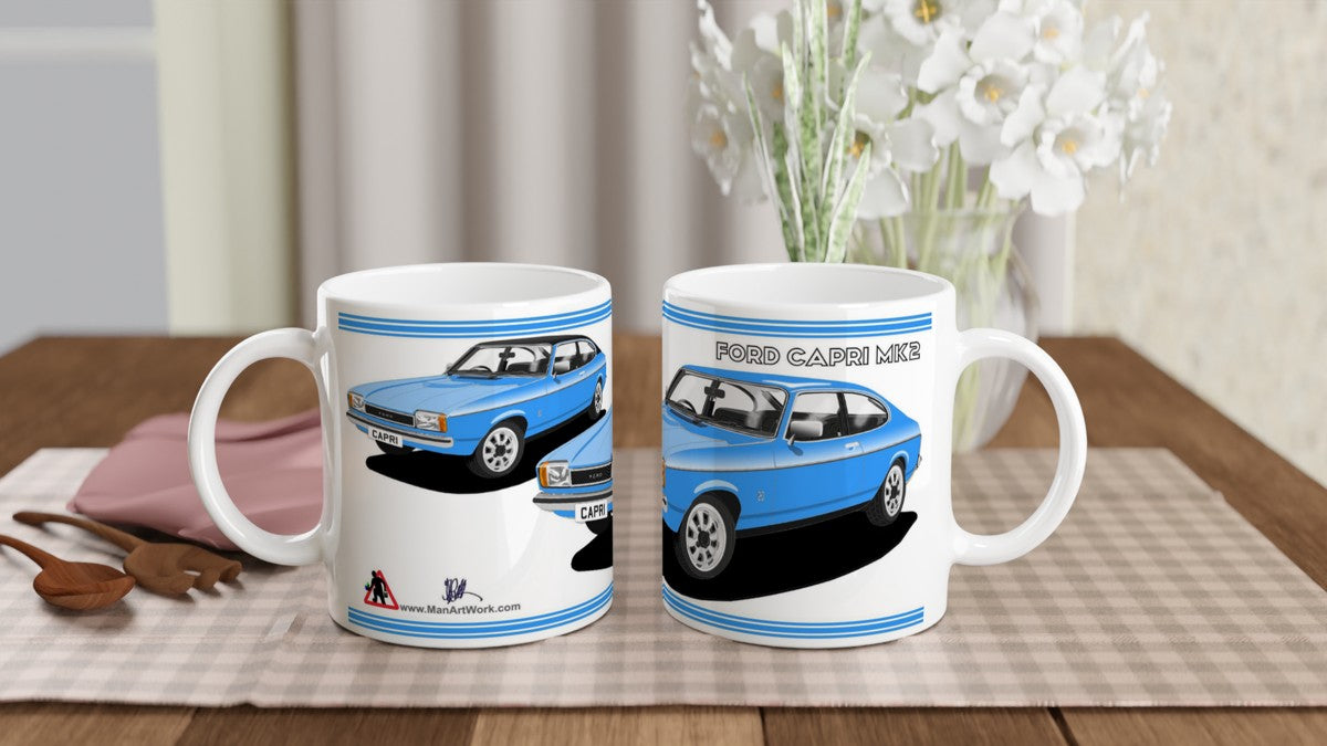 Ford Capri Mk2 GL in Blue Art Mug