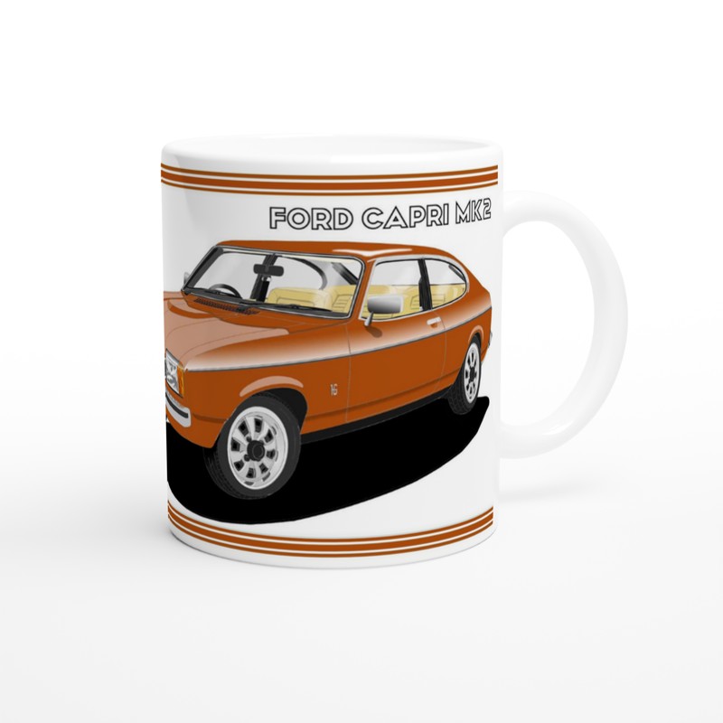 Ford Capri Mk2 GL in Gold Art Mug